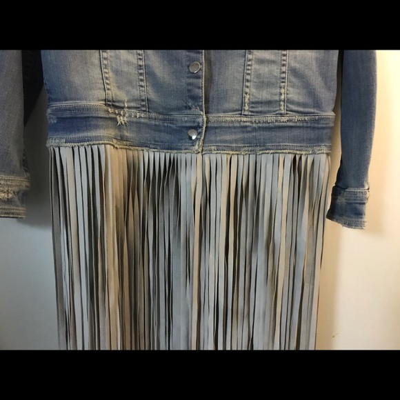 ThePerfext denim jacket with fringe detail - Picture 8 of 16